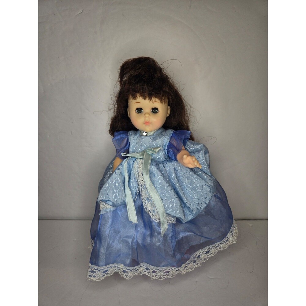 Ginny Doll Vogue Dolls Blue Dress Sparkly Shoes Brunette Arms Discoloration